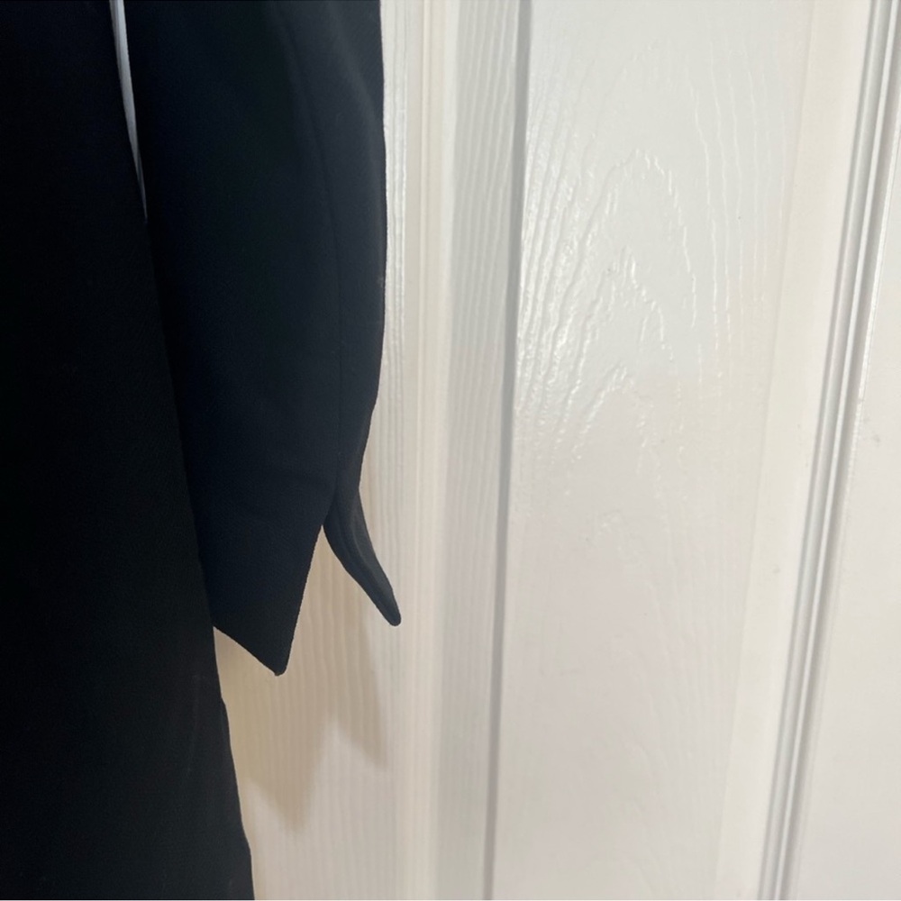 Rare VNTG Celine Black wool Blazer‎ Faux Wrap Dress L Statement Celine logo 38 - Picture 4 of 12